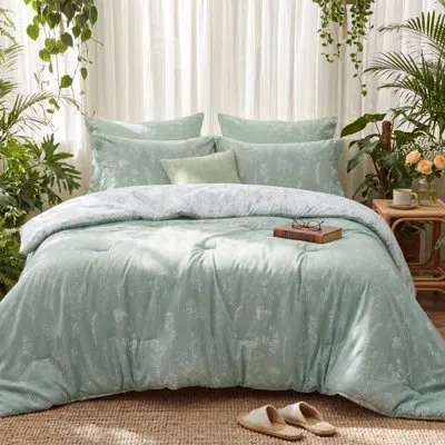 Bedsure Best Seller  Comforter Set Reversible Cute Floral Bedding, 89gsm In Sage Green
