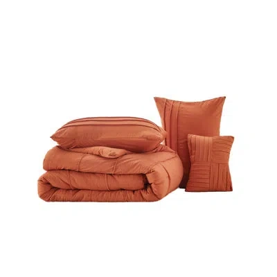 Bedsure Best Seller  Pinch Pleat Down Alternative Bedding Sets-89gsm In Burnt Orange