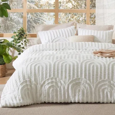 Bedsure Boho Tufted Comforter Set - White Boho Bedding Comforter Sets, 2 Pieces Farmhouse  Embroidery Bed Se