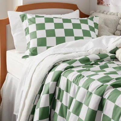 Bedsure Checkered Comforter Set In Green