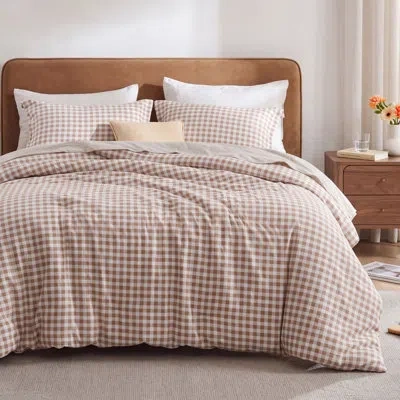 Bedsure Classic Reversible Gingham Polyester Comforter Set With Microfiber Fill In Affogat