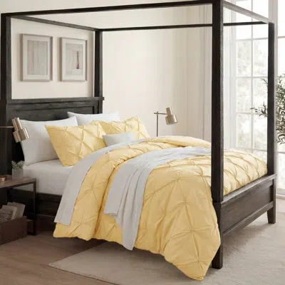 Bedsure Comforter Set - Bedding, Gentlesoft Pintuck Bed Set Gift For Family, Pinch Pleat All Season Comforte In Impala Yellow