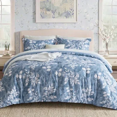 Bedsure Comforter Set, Blue Soft Bedding, Watercolor Plants Bed Set For All Seasons In Beige