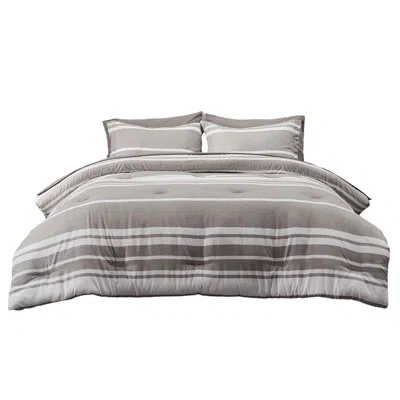 Bedsure Comforter Set, Cationic Dyeing Bed In A Bag With Comforter, Sheets, Pillowcases & Shams In Black Striped