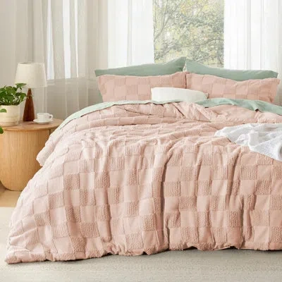 Bedsure Comforter Set, Comforter Set-large Tufted Checkboard In Dusty Rose  Tufted Checkboa