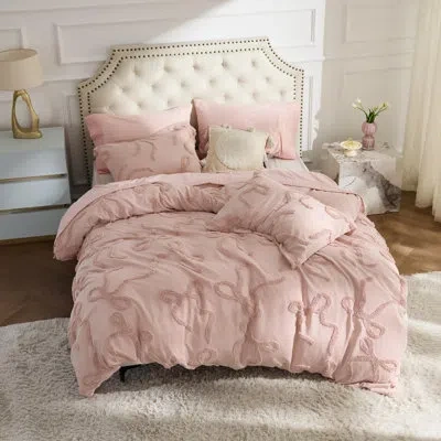 Bedsure Comforter Set-bow Tufted In Rose Pink