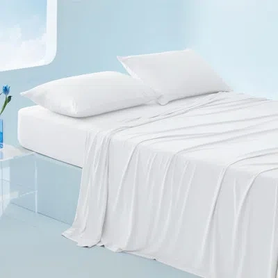 Bedsure Cooling Sheets With Deep Pocket Up To 17.5" In White