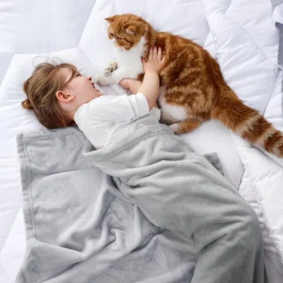 Bedsure Cozy Winter Collection  Fleece Blanket 300gsm For Couch, Sofa, Bed In Light Gray