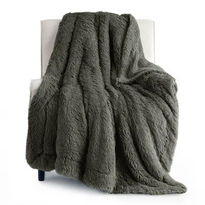 Bedsure Cozy Winter Collection  Fleece Faux Fur Blankets In Olive Green