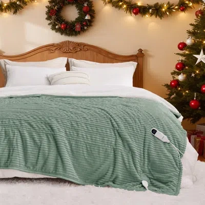 Bedsure Cozy Winter Collection Electric Blanket, Ribbed Flannel Heated Blanket, Gentlesoft™ In Multi