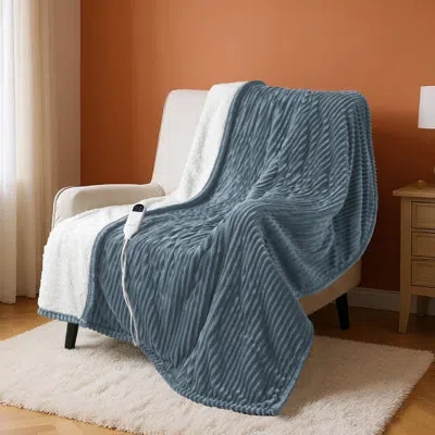 Bedsure Cozy Winter Collection Electric Blanket, Ribbed Heated Blanket, Fast Heating, Gentlesoft™ In Classic Quiet Shade,flannel