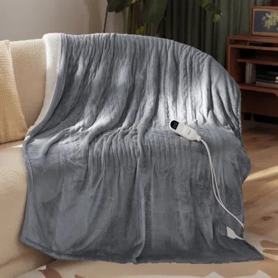 Bedsure Cozy Winter Collection Electric Blanket, Soft Flannel Heated Blanket, Fast Heating & Heat Settings,  In Classic Grey