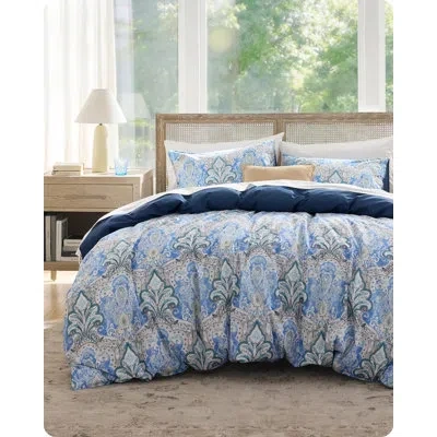 Bedsure Duvet Cover- 100% Cotton Duvet Cover Set With Zipper Closure In Blue