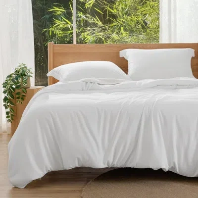 Bedsure Duvet Cover - Rayon Derived From Bamboo Cooling Duvet Cover Set, 3-piece Set With Zipper Closure (10 In White