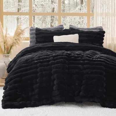 Bedsure Faux Fur Comforter Set In Black