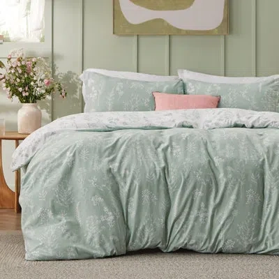 Bedsure Floral Duvet Cover Set - Reversible Beding Set With Zipper Closure (set Of 3) In Sage Green