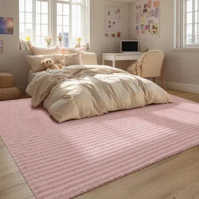 Bedsure Fluffy Area Rugs For Living Room，machine Washable Shaggy Carpet, Bubble Style In Strawberry Cream