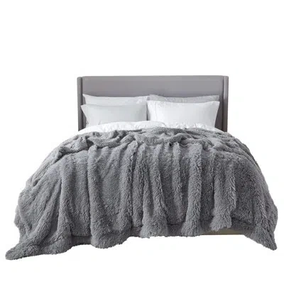 Bedsure Fluffy Grey King Size Blanket For Bed, Thick Soft Sherpa Faux Fur Fleece Bedding Fuzzy Plush Winter 