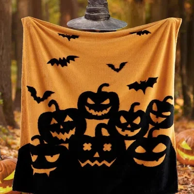 Bedsure Holiday Vibe For Your Home  Christmas & Holiday Throw Blanket In Black,light Orange Pumpkin