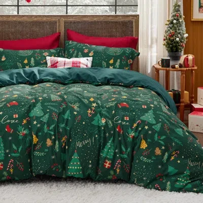 Bedsure Holiday Vibe For Your Home  Christmas Duvet Cover Queen - Holiday Duvet Cover With Cute Chris In Christmas Vibe (no Comforter)