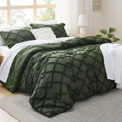 Bedsure Jacquard Comforter Set In Olive Green