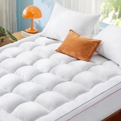 Bedsure Pillow Top Mattress Topper For Dorm & College, Cooling Breathable Mattress Pad With Deep Pocket In White