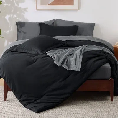 Bedsure Prewashed Bedding Set With Soft Fleece Microfiber Bed Blanket In Black