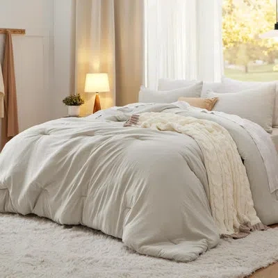 Bedsure Prewashed Comforter Set For All Seasons In Beige