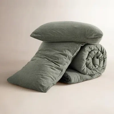 Bedsure Pre-washed Comforter Set With 100% Cotton Outer Covert,  143tc In Bronze Green