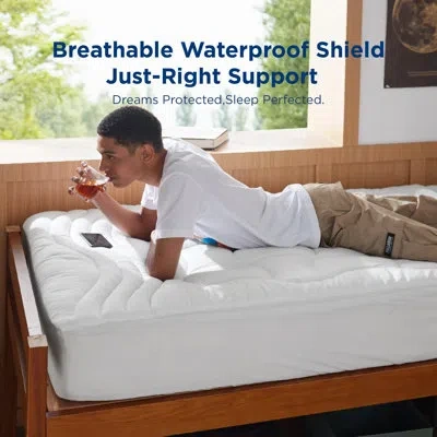 Bedsure Quilted Fitted Waterproof Mattress Pad Topper In White