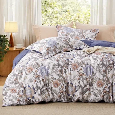 Bedsure Reversible Cute Flower Patterned Bedding Duvet Cover In Blue Blossm