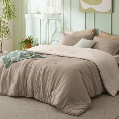 Bedsure Reversible Prewashed Comforter Set In Khaki,beige