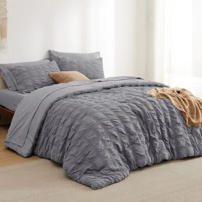 Bedsure Seersucker Bed In A Bag In Gray