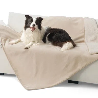 Bedsure Soft Indoor Dog Blanket For Large Dogs & Cats, Reversible Sherpa Fleece Waterproof Washable Throw, C In Cream