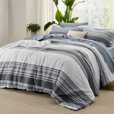 Bedsure Striped Bed In A Bag Comforter Set In Dark Grey