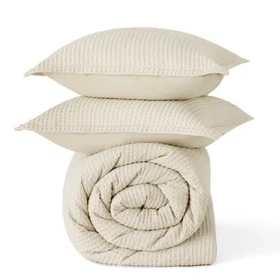 Bedsure Waffle Comforter Set In Beige