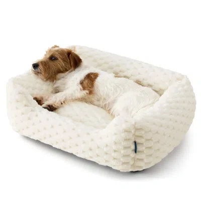 Bedsure Washable Bolster Dog Bed With Bubble Fleece, Non-slip Cuddler Pet Couch For Small & Medium Dogs In Neutral