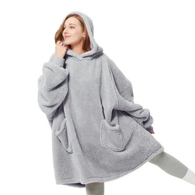 Bedsure Wearable Blanket Hoodie Gifts For Women - Cozy Sherpa Hoodie Blanket For Adult Men, Warm Hooded Blan In Gray