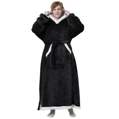 Bedsure Wearable Blanket Hoodie - Long Sherpa Fleece Hooded Blanket For Adult Women Men