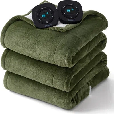 Bedsure Winter Heated Blanket, Soft Flannel Electric Blanket With 4 Time Settings, 6 Heating Settings In Classic Mayfly