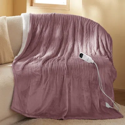 Bedsure Winter Heated Blanket, Soft Flannel Electric Blanket With 4 Time Settings, 6 Heating Settings In Pink