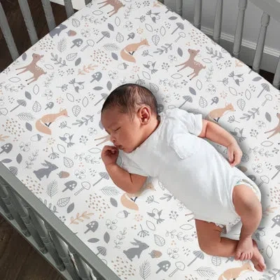 Bedtime Originals Deer Park Woodland 3-piece Nursery Baby Crib Bedding Set - Gray In Gray;tan