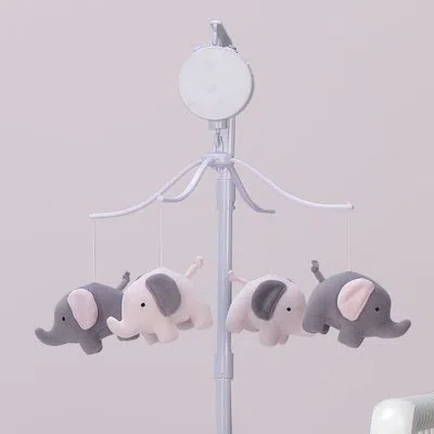 Bedtime Originals Eloise Pink/gray Elephant Musical Baby Crib Mobile In Gray;pink