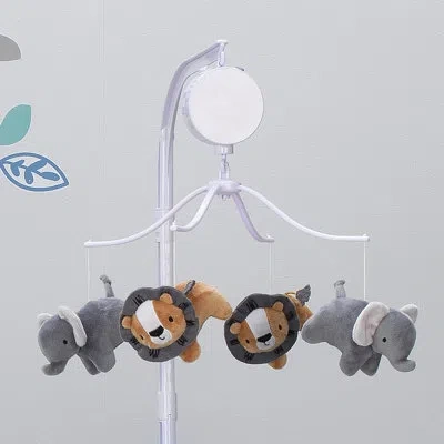 Bedtime Originals Jungle Fun Elephant And Lion Safari Musical Baby Crib Mobile In Brown;gray