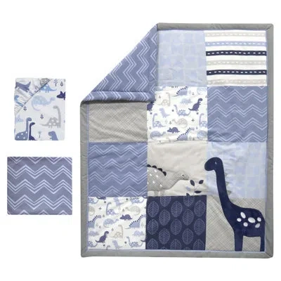 Bedtime Originals Roar  Dinosaur 3 Piece Crib Bedding Set In Blue