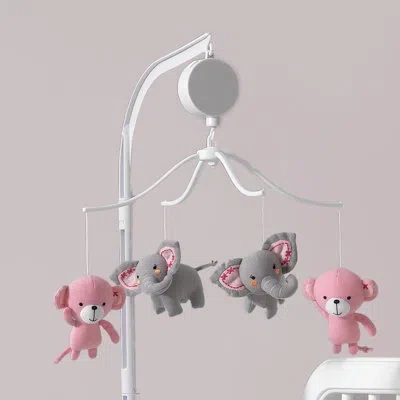 Bedtime Originals Twinkle Toes  Monkey Elephant Musical Mobile In Gray;pink