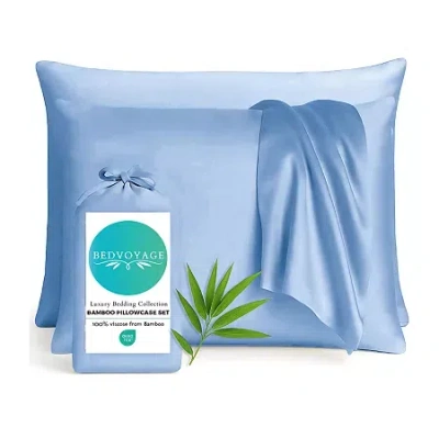 Bedvoyage 300tc Rayon From Bamboo Pillowcases In Blue