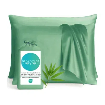 Bedvoyage 300tc Rayon From Bamboo Pillowcases In Green