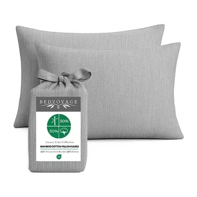 Bedvoyage Bamboo Bedvoyage Eco-melange 300tc Pillowcases In Silver
