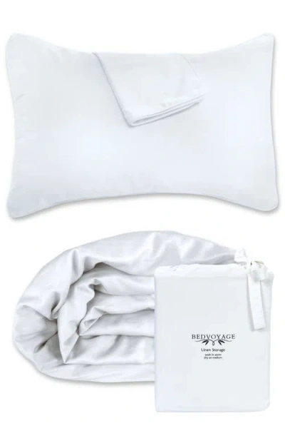 Bedvoyage Luxury 100% Viscose Cooling Duvet Cover With Shams, 3pc Set In White